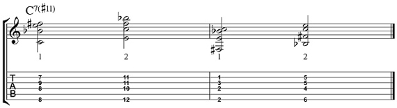7#11 Пример 2 для нижних струн